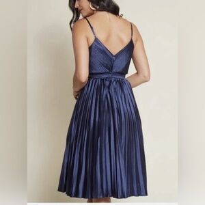 Chi Chi London Satin Pleaded Skirt MIdi Dress